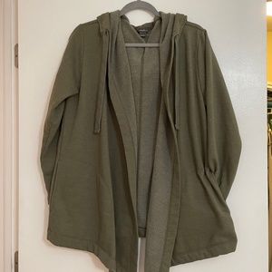 Eddie Bauer Hoodie Large Womens Green Jacket Cardigan Camp Fleece Wrap Pocket